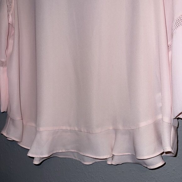 Apt 9 Women’s Blouse Top 3/4 Sleeve Ruffles Bohemian Perforated Details Size L - Picture 7 of 11